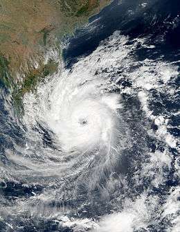 Cyclone 04B viewed from Space on December 26, 2000. The storm's eye, visible near the center of the image, is making landfall on Sri Lanka.