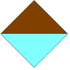 A two-toned diamond shape, one half of which is brown and the other half light blue