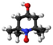 Ball-and-stick model of the 4-hydroxy-TEMPO molecule