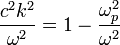 \frac{c^2k^2}{\omega^2}=1-\frac{\omega_p^2}{\omega^2}