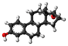 Ball-and-stick model of the alfatradiol molecule