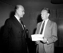 Ambassador Alfonso Araújo (left) as he presented his credentials to Secretary-General Dag Hammarskjöld during a brief ceremony at UN Headquarters.