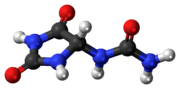 Ball-and-stick model of the allantoin molecule