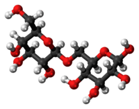 Ball-and-stick model of the allolactose molecule