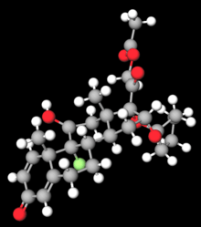 Ball-and-stick model of Amcinonide