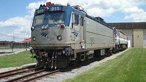 Silver and blue locomotive