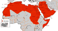 Map indicating members of the Arab League.