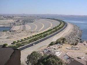 Image of Aswan High Dam, looking east, with powerhouse in background