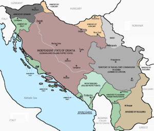 Map showing the occupation and partition of Yugoslavia in 1941