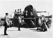 Soldiers manning a coastal artillery piece