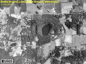 Aerial view of Battle Ground Lake State park