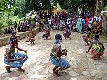 Traditional Ewe dancers performing the Bobobo