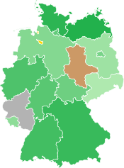 A coloured map of the states of Germany