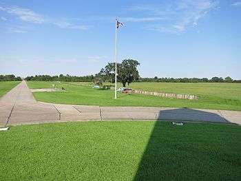 Photo shows the Chalmette Battlefield in New Orleans, looking NE from the monument.