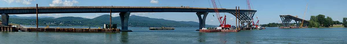 A panorama of the replacement bridge under construction