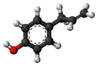 Ball-and-stick model of the chavicol molecule