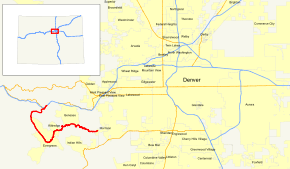 State Highway 74 travels in a J-shaped path through Central Colorado west of Denver.