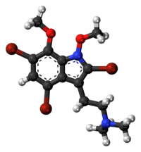 Ball-and-stick model of convolutindole A