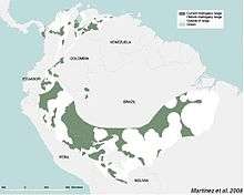 Current range of big-leaf mahogany in South America