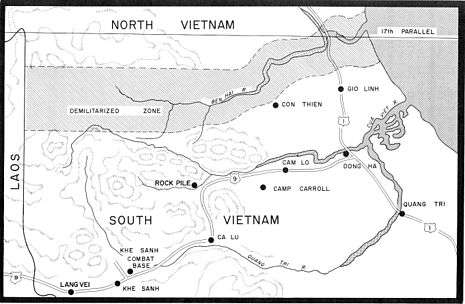 Map of the demilitarized zone between North and South Vietnam