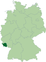 Map of Germany with the location of Saarland highlighted