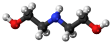 Ball-and-stick model of the diethanolamine molecule