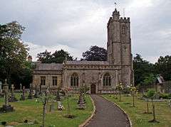 Stone building with square tower