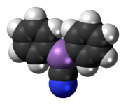 Space-filling model of diphenylcyanoarsine