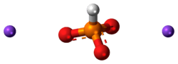 Ball-and-stick model of the component ions of disodium hydrogen phosphite