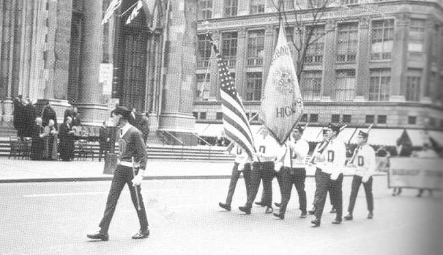 Senior students march in the Saint Patrick's Day Parade