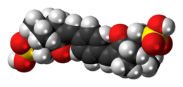 Space-filling model of the ecamsule molecule