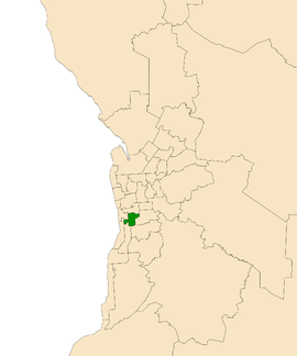 Map of Adelaide, South Australia with electoral district of Elder highlighted