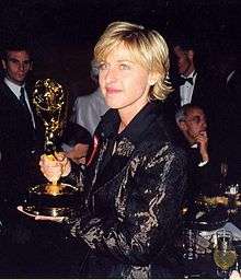 Ellen DeGeneres with her Emmy Award in 1997