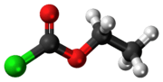 Ball-and-stick model of the ethyl chloroformate molecule