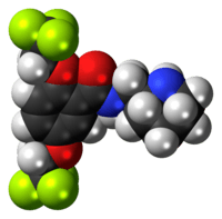 Space-filling model of the flecainide molecule