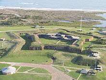 Aerial view of Fort Morgan taken in 2002.