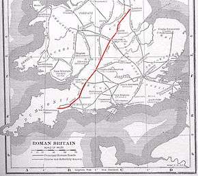 Map showing the Fosse Way