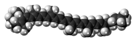 Space-filling model of the γ-carotene molecule