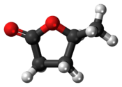 Ball-and-stick model of the γ-valerolactone molecule