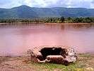 Gandhamardan Hills on backdrop of a Checkdam.