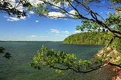 View from the shore of Wellesley Island in Wellesley Island State Park.