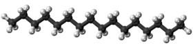 Ball-and-stick model of the hexadecane molecule