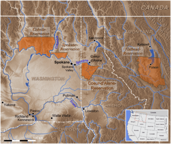 map showing the location of the Colville Reservation