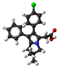 Ball-and-stick model of the licofelone molecule