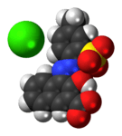 Space-filling models of the ions in Lithol Rubine BK