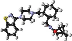 Ball-and-stick model of the lurasidone molecule