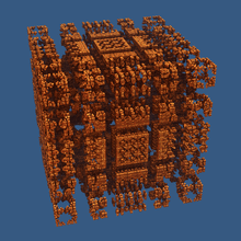 A three-dimensional Mandelbox fractal of scale 3.