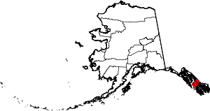 Map of Alaska highlighting Petersburg Borough