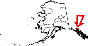 State map highlighting Municipality of Skagway