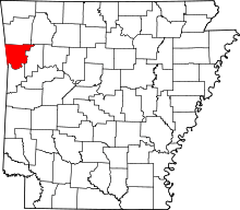 Map of Arkansas highlighting Crawford County